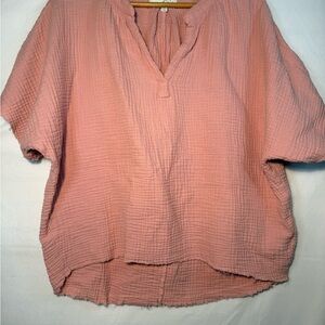 Pinch Soft Pink Cotton Gauze Blouse Boho